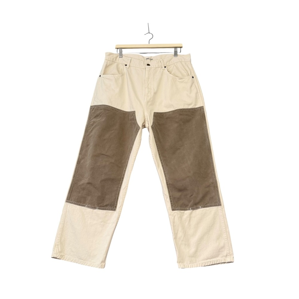 Rudy Jude | Utility Pants Cream Brown Double Knee Workwear XL 100% Cotton